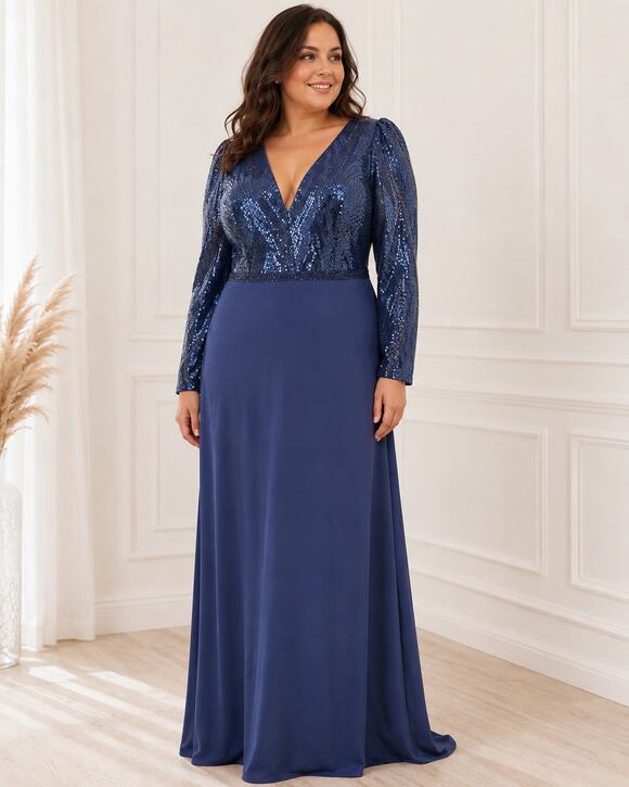 Mac Duggal Dresses & Skirts - Mac Duggal Gown Maxi Dress Sequin Blue SZ18 Autumn Wedding Special Event Party